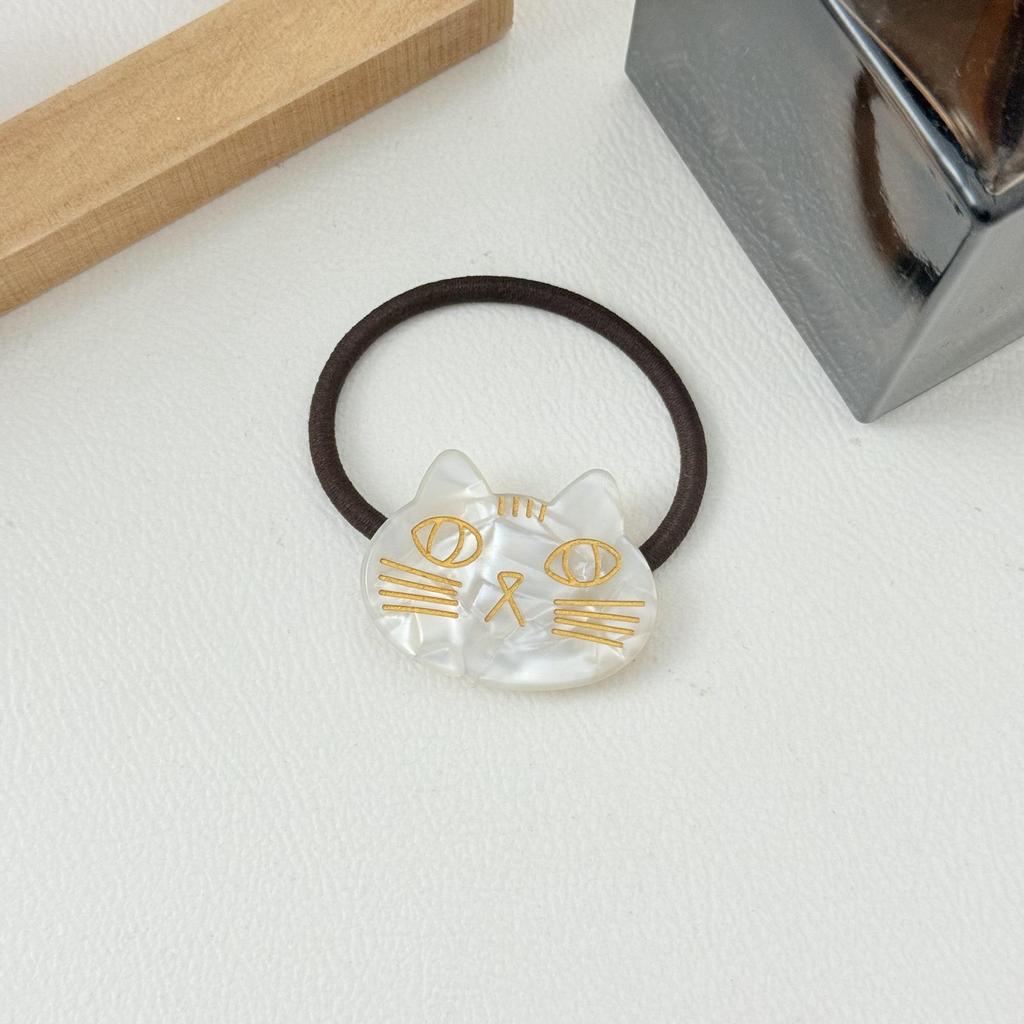 Cute Cat Acetate Hair Clip and Tie Set - 4.3cm Sweet Cartoon Hair Accessories for Children