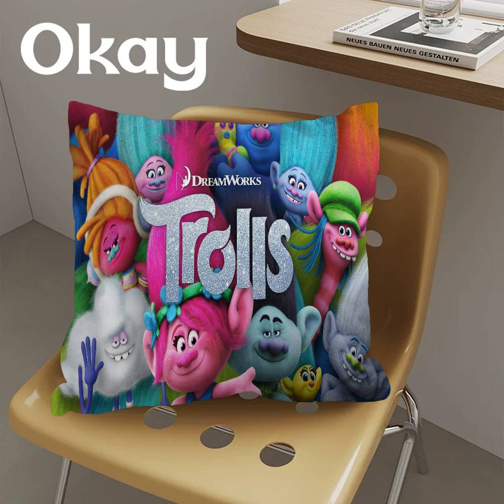 Cartoon T-Trolls Band Together 45*45cm Cushion Cover Pillow Cover Decor Pillowcase Home Pillowcase for Couch Pillow