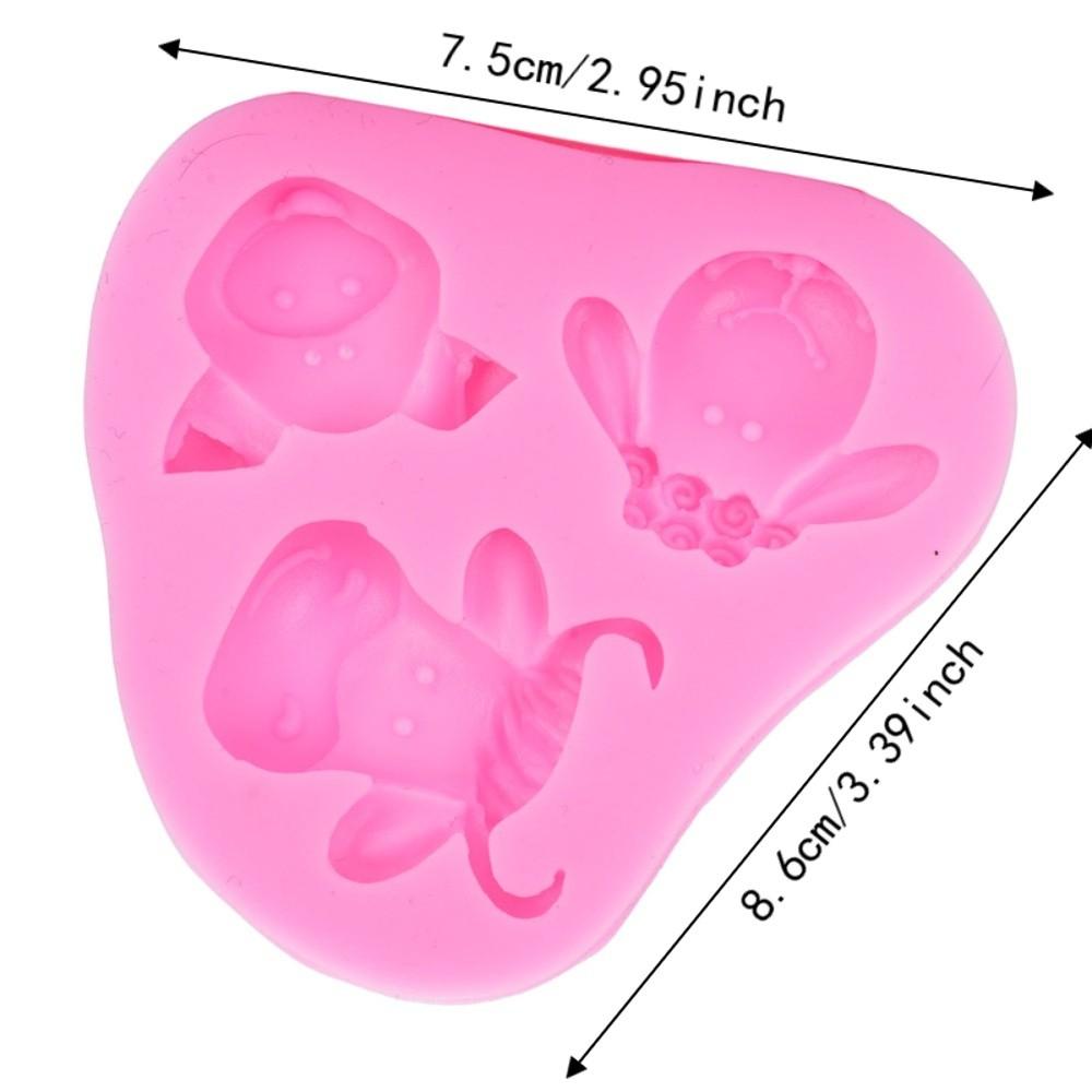 3pcs Animal Head Shape Fondant Pattern Molds Mixed Shape Cake Decoration Molds For DIY Cake Fondant
