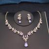 17 Colors Water Drop Purple Bridal Jewelry Sets for Women Party Prom Choker Necklace Earrings Bride Wedding Costume Accessories