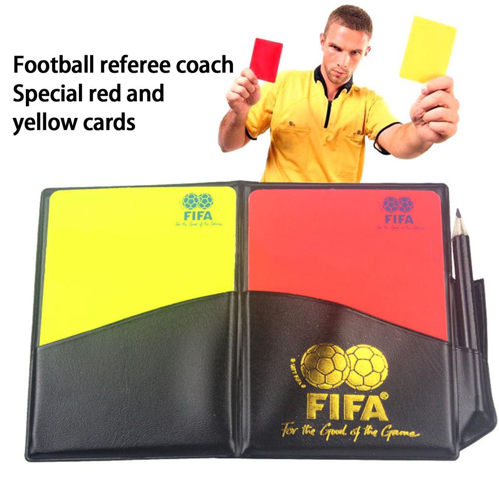 Sports Football Referee Red Yellow Cards With Leather Case Pen Practical Referee Tools Competition Equipment