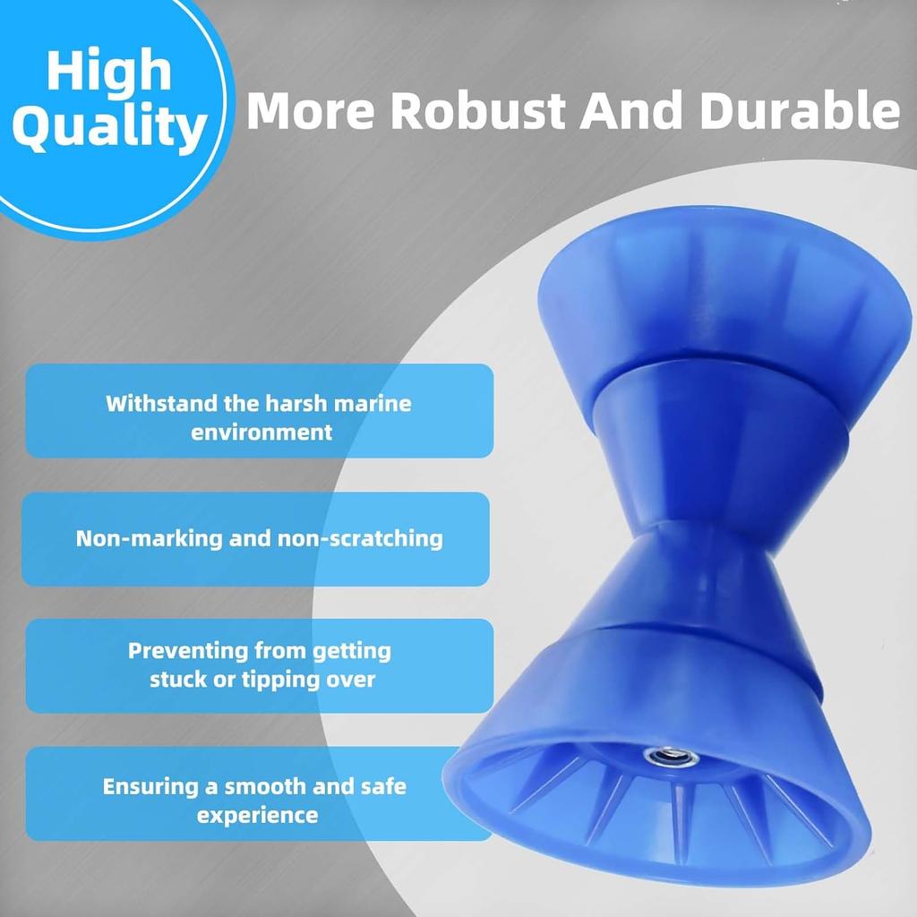 3inch/4inch Boat Trailer Roller Bow Stop with 1/2" Shaft Bow Stop for Boat Trailers Blue Bow Roller.