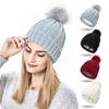 Fashion Solid Color Knitted Hat Pompom Thick Casual Simple Fall Winter All-match