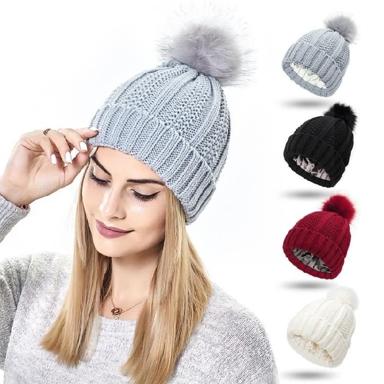 Fashion Solid Color Knitted Hat Pompom Thick Casual Simple Fall Winter All-match