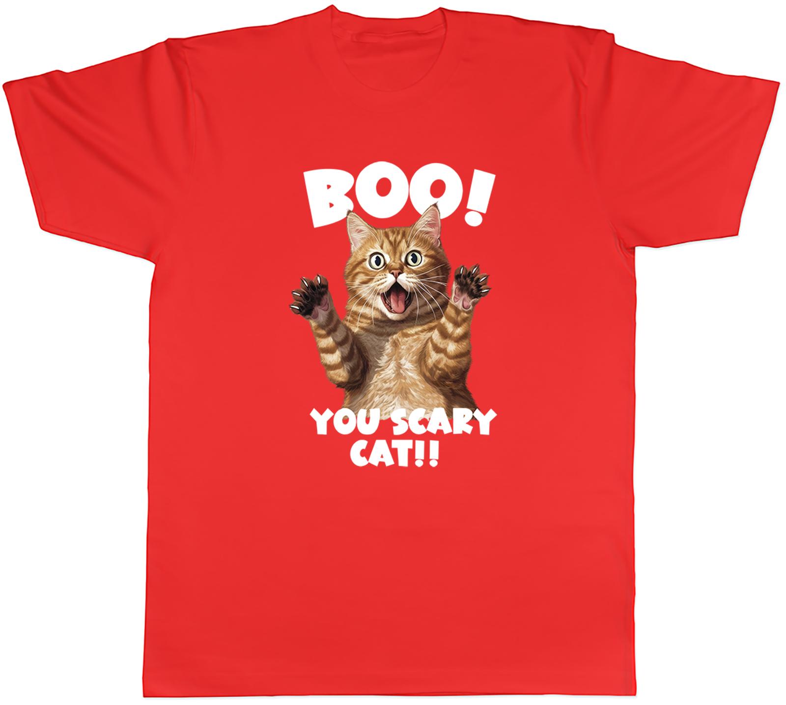 Boo Ginger Cat Mens TShirt You Scary Cat Tee Gift S
