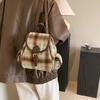 2025 Fashion Women's Vintage College Suede Plaid Backpack Bag
