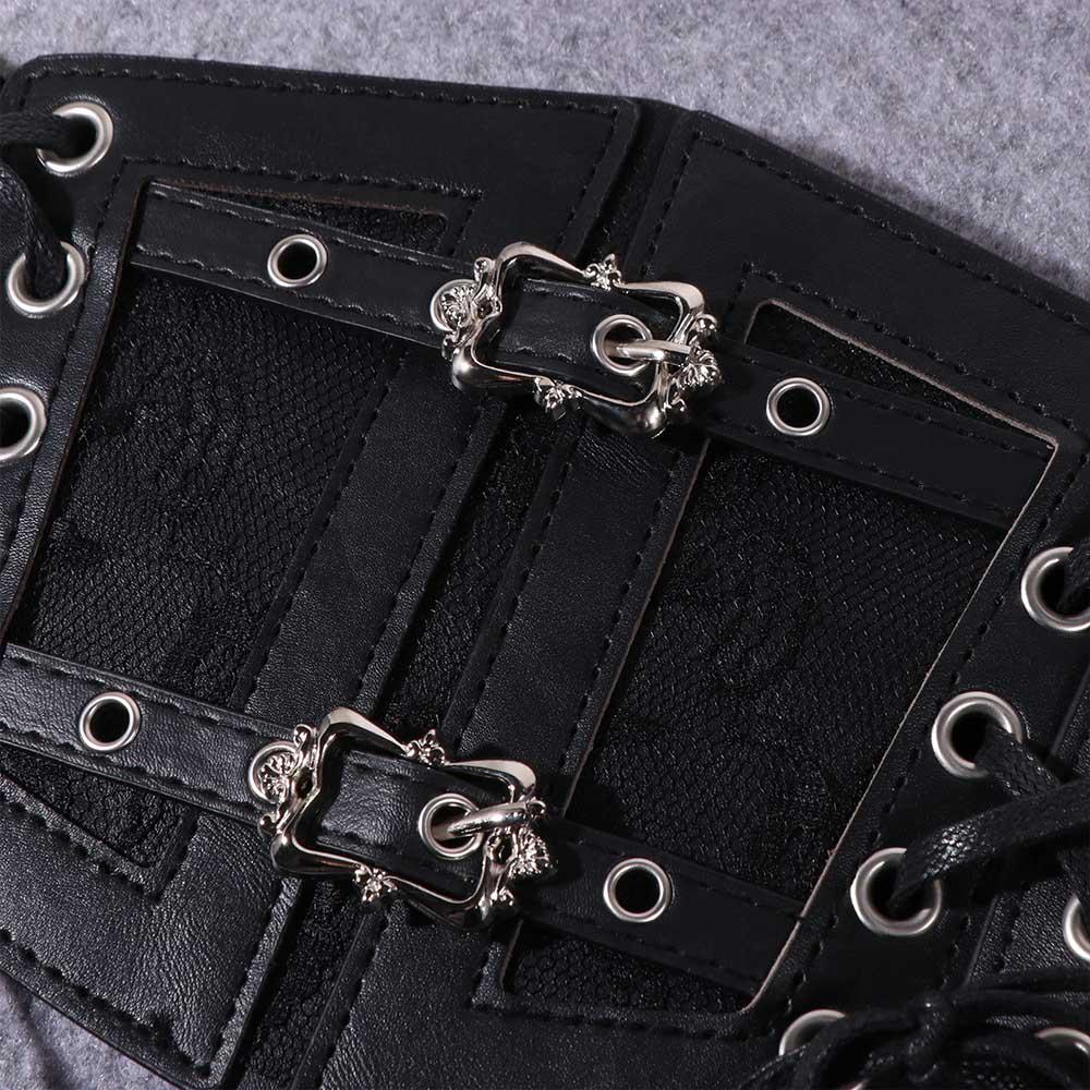 Leather Lace Cummerbunds Solid Color Wide Waist Corset Fashion Corset Belt  Outfits