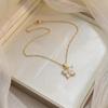 European & American Style Zirconium Petal Rotating Clavicle Necklace for Women