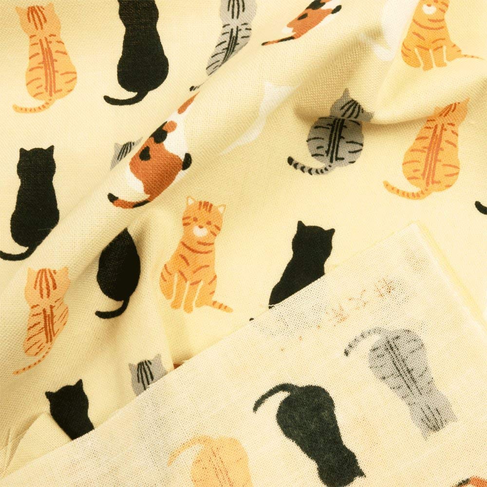 Hamamonyo Tenugui Hand Sitzende Katzen nebeneinander (Japanisches Handtuch) - (Off-White Design)