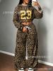 Large Size Retro Basketball Style Digital Printing Set, Elastic Waist and Thin Street Style Sports Home Complete Set of Women's Clothing
