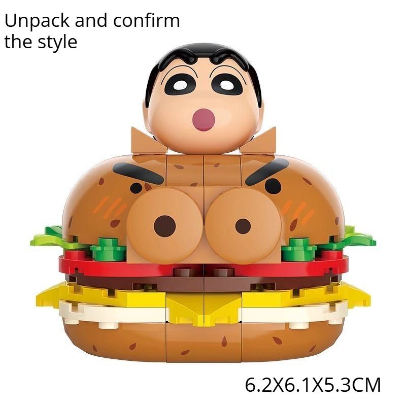 Crayon Shin-Chan Delicious Food Toys Building Blocks Blind Box Cute Assembling Toys Ornaments Children'S Educational Gifts