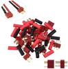20 T-Plug Deans Style Connectors – Male & Female + 40 Heat Shrink Tubes | For LiPo 7.4V, RC Car, Boat, Plane, Helicopter | Red Plastic