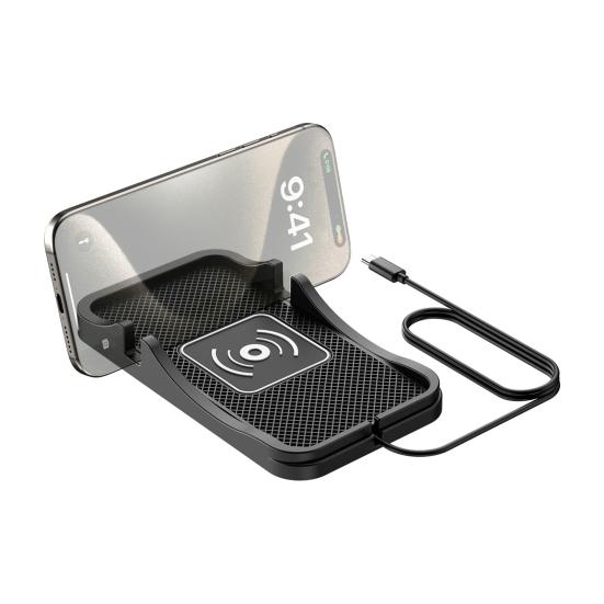 

Беспроводное зарядное устройство для телефона Автомобильная зарядная площадка с нескользящим основанием Водонепроницаемость IPX5 Универсальный 20 Вт Коврик для беспроводной зарядки телефона TYPE-C