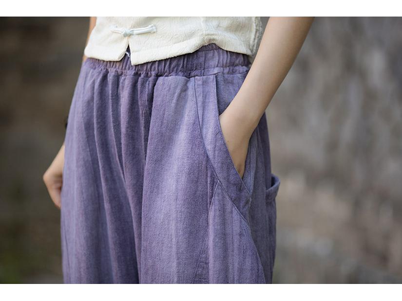 2025 Oryginalne Wysokiej Jakości Spodnie Casualowe Lantern Tie-Dye z Ramiączek - Luźne Szerokie Nogawki, Długie na Wiosnę/Lato