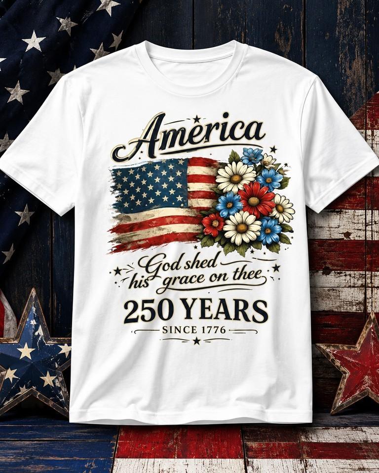 250th Anniversary Flag Floral Usa Flag Patriotic Unisex TShirt S5xl K8561