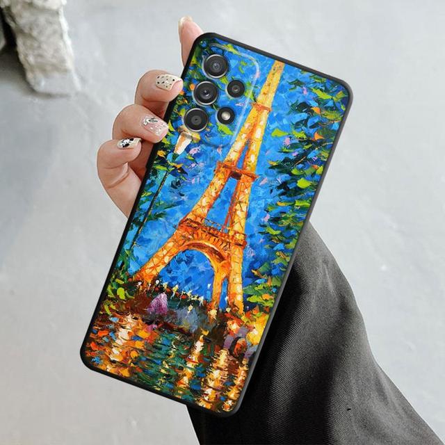 Case For Samsung Galaxy A14 A73 A53 A71 A51 A31 A33 A22 A12 A21s A13 A32 A52s A72 A52 A23 Eiffel Tower Art Of Painting Scenery