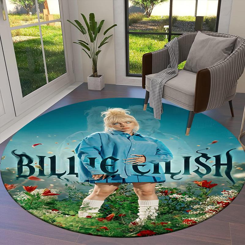 Billie Eilish Round Area Rug,Carpet Rug for Living Room Bedroom Sofa Playroom Decor,Non-slip Floor Mat