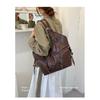 Tote Bag Women PU Single Shoulder Studded Large Capacity Multi Pocket Adjustable Strap Daily
