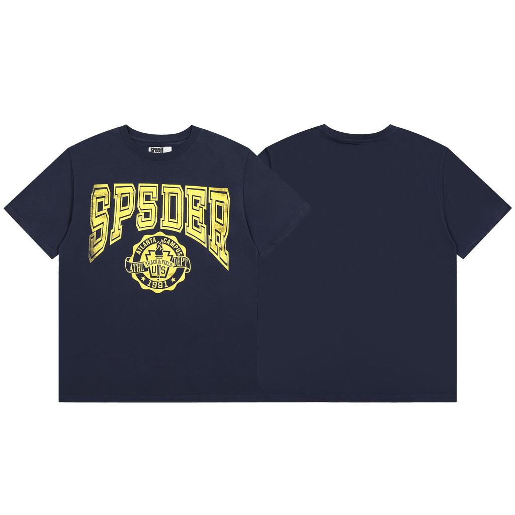 Foreign Trade Meichao Sp5der555555 Spider Web Printing Summer Loose Trend Men's and Women's Couples Short Sleeve T-Shirt Summer