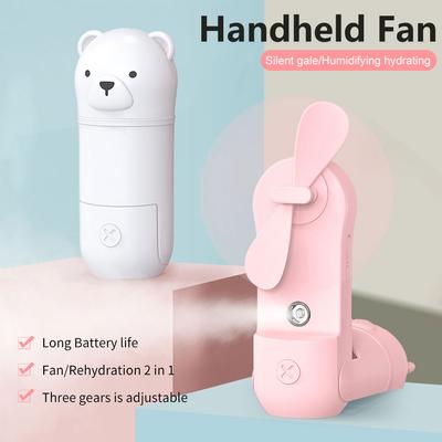 1 Pcs Mini Fan Portable Fan Rechargeable Durable Quiet Foldable Rechargeable Water Spray Fan Function Humidifier ZH