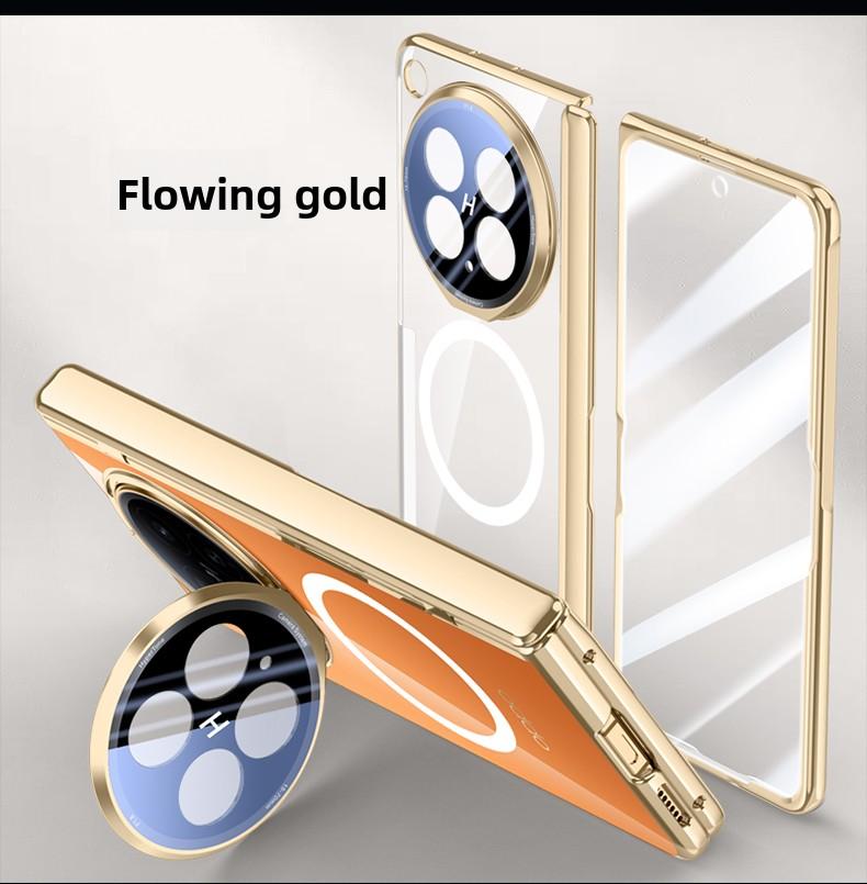 For OPPO Find N6 Case Luxury Plating Magsafe Stand Magnetic Protective Back Cover Case For Find N6 N5 Spring Hinged Holder Shell