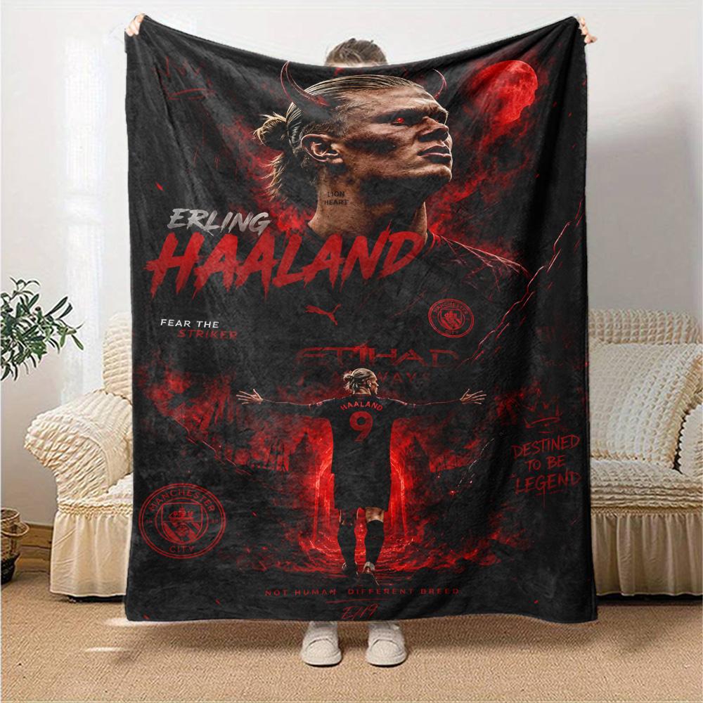 Man City's Haaland Celebration Blanket Warmthful Decor Great for Bed Chair Office for All Seasons Digital Print Birthday Christmas Gift Blanket