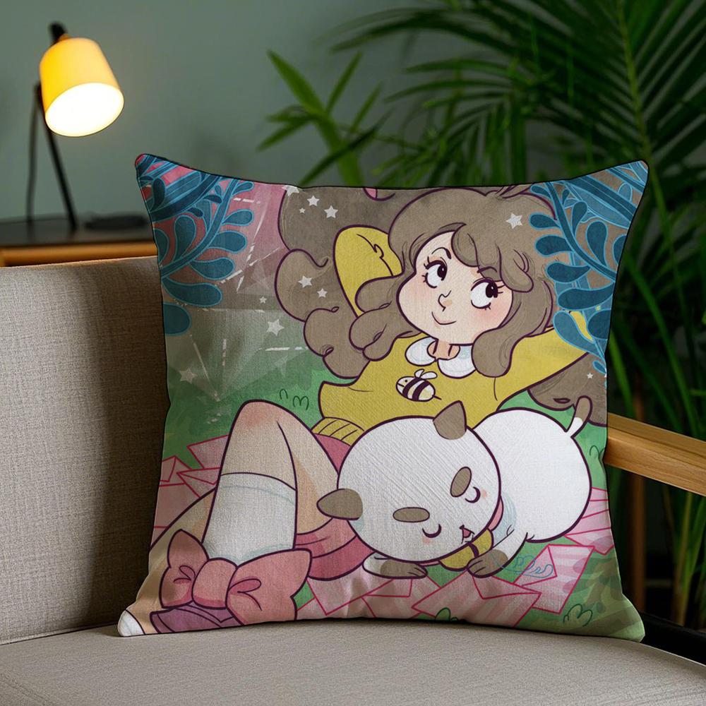 B-Bee And P-Puppycat Cushion Cover Soft Short Plush Double-Sided Printing Home Decor Machine Washable Pillow Case Gift