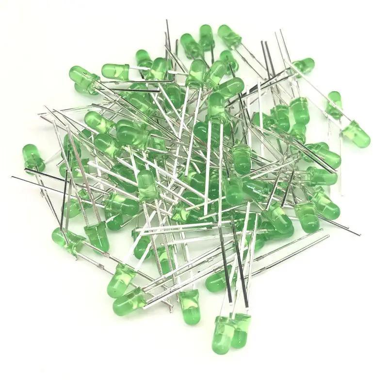 100 Stück 3mm LED Diode Superhell Elektronische Bauelemente Glühbirnen Weiß/Rot/Gelb/Grün/Blau Lichtemittierende Dioden