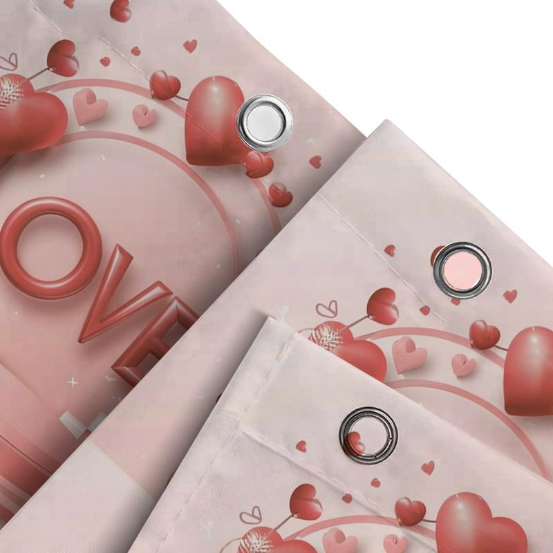Romantic Love Heart Print Shower Curtain For Bathroom Decoration
