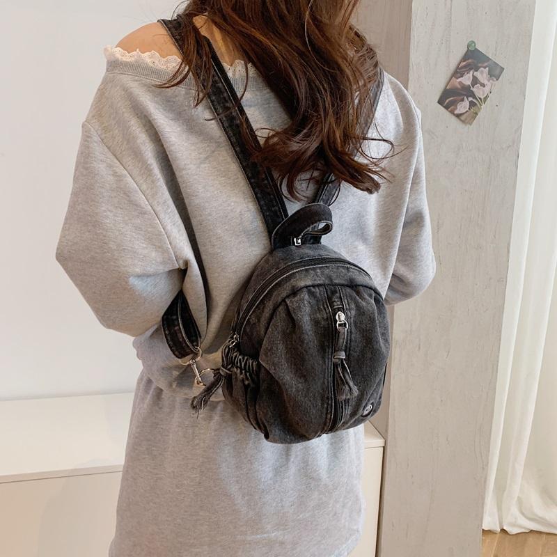 Denim Backpack Lightweight Casual Women Outdoor Sports Mini Backpack