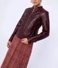 Burgundy Motorcycle Style Decent Jacket Women's Real Soft Lambskin Leather