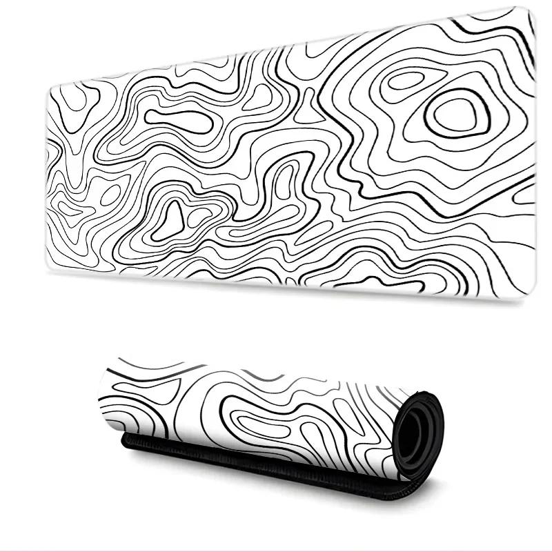 Black and White Gaming Mouse Pad Computer Laptop Keyboard Big Desk Mats Anti-slip Locking Edge Carpet 90x40cm Gaming Accessories