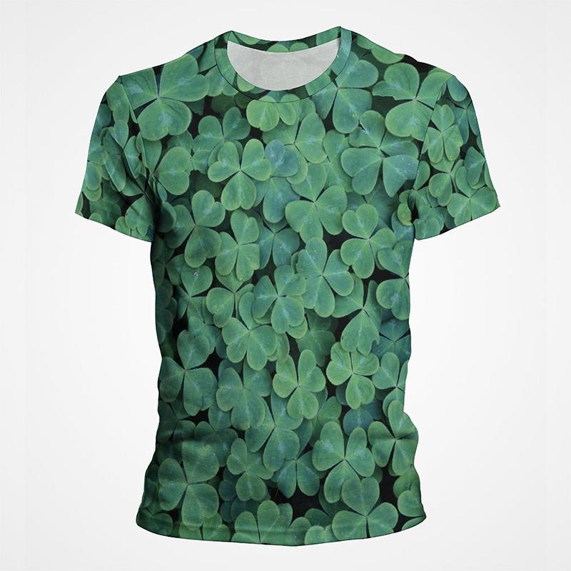 

3D-принт Plant Lucky Grass Clovers Graphic T Shirts Men Casual Short Sleeve O Neck Mens Tee Tops Oversize T Shirt Men L