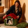Christmas Cat House Winter Warm Cat Sleeping Nest Homemade kitten Puppy Nest Soft Plush Pet Supplies for Playing Resting