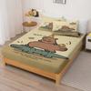 Cartoon Anime Capybara Fitted Sheets Bedding Set Children Set Cover King Size Covers Children Printed Polyester