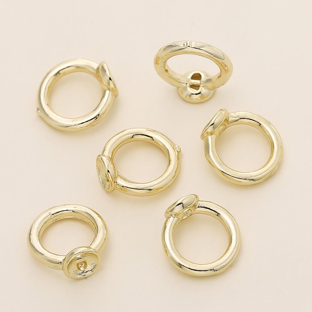 10/20pcs 14/18K Gold Plated Brass End Bead Tip Double Hole Connector Rings for DIY Jewelry Bracelet Necklace Making Supplies
