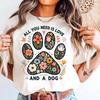 Floral Paw Print Dog Lover T-Shirt Animal Rescue Gift