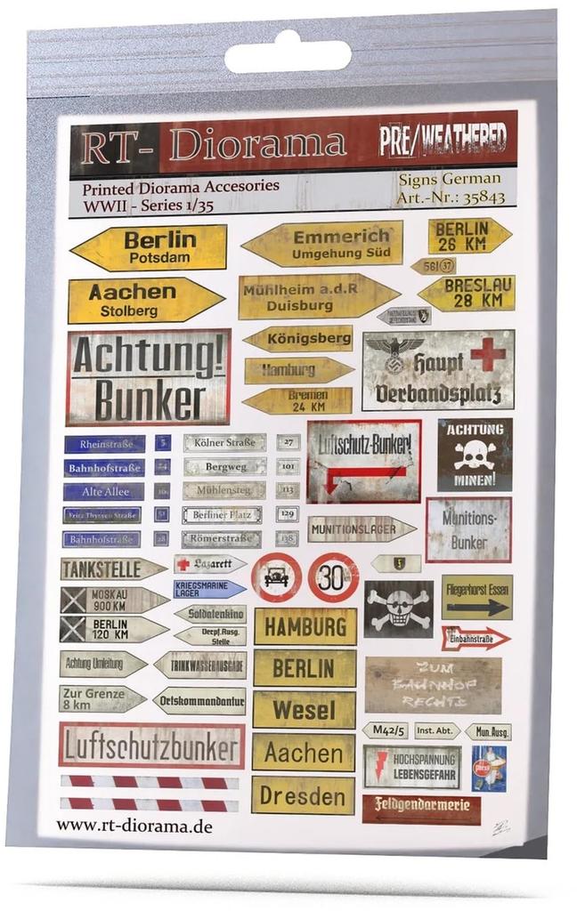RT Diorama Print Accessory WWII German Signpost Miniature Accessory RTD35843 1/35 (Scenery)