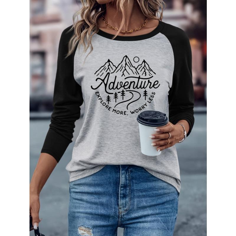 Women's Adventure Hiking Graphic Print Raglan Long Sleeve T-Shirt