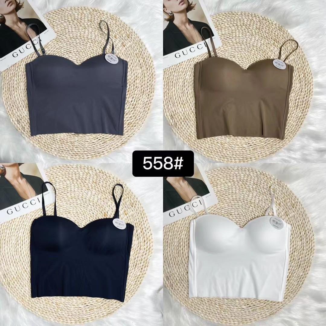 

Женская майка-камисоль из ледяного шелка с бандо, фиксированной чашкой и латексной грудной накладкой - дизайн, подходящий для йоги One Size коричневый