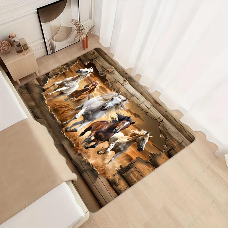 VIKAMA Galloping Horse Wall-Breaking Printed Rug Living Room & Bedroom Rug Indoor Doormat Machine Washable Home Decor