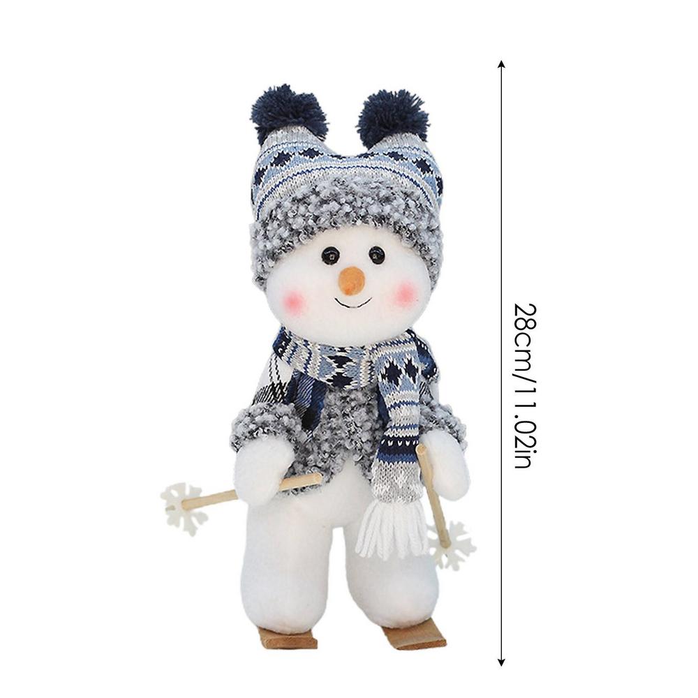 Christmas Blue Series Snowman Cloth Retractable Dolls Decoration for Tree Ornaments Santa Figurine Xmas Gifts Craft Home Decor
