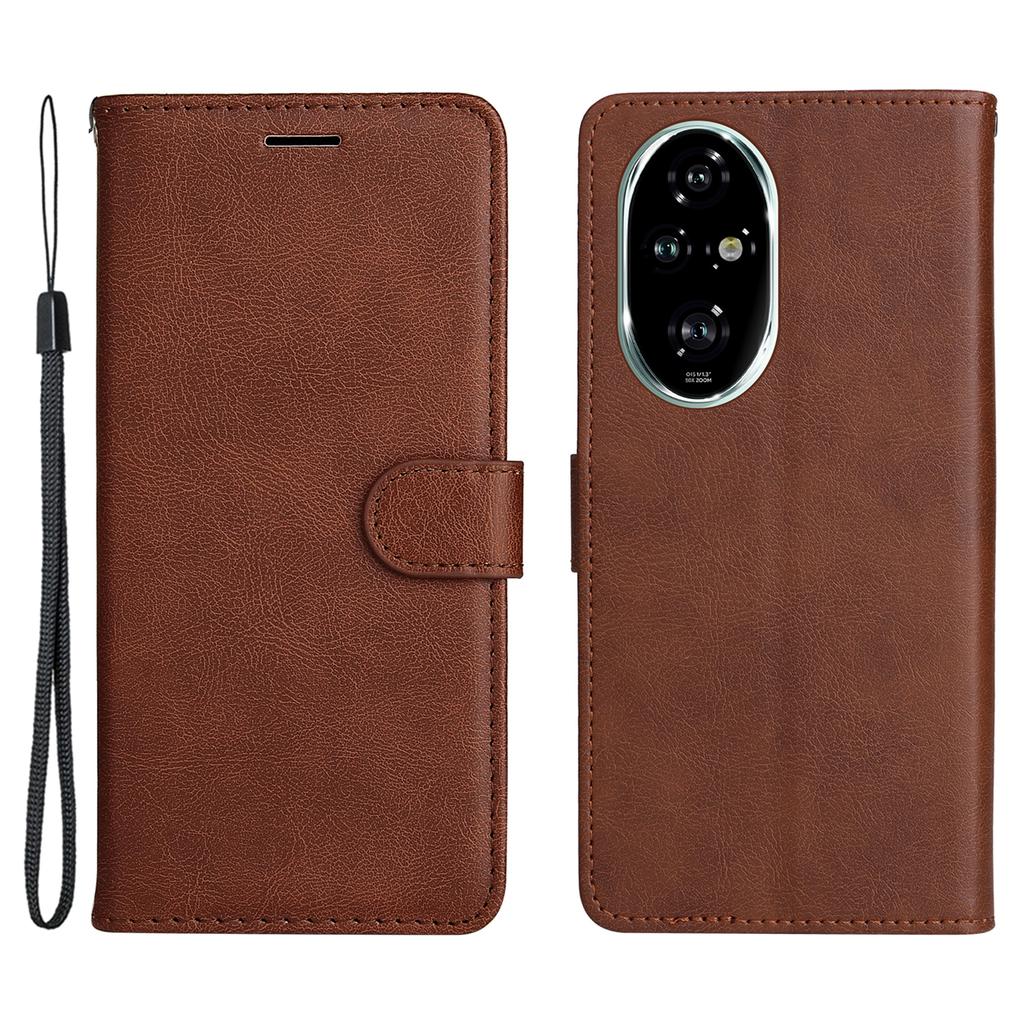 Für Honor 200 Pro 5G Hülle Einfarbig Leder Handyhülle Brieftasche Ständer mit Trageband