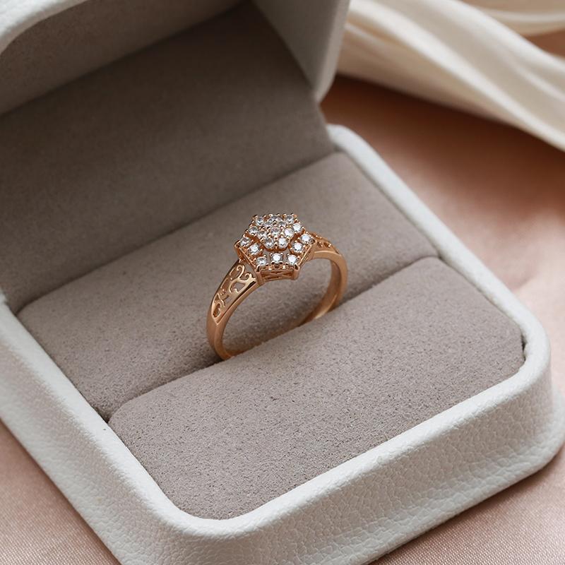 Kinel Zircon Full Paved Rings For Women Rose Gold Color Jewelry Gift