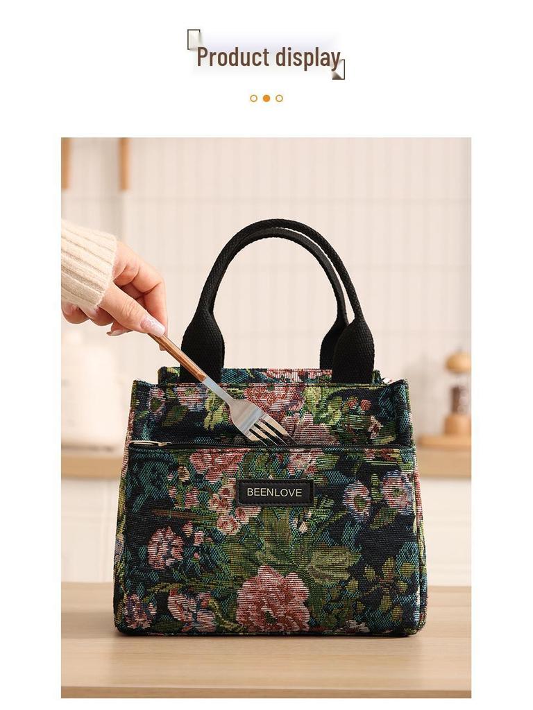 Přenosná velkokapacitní květinová izolovaná taška na oběd v čínském stylu