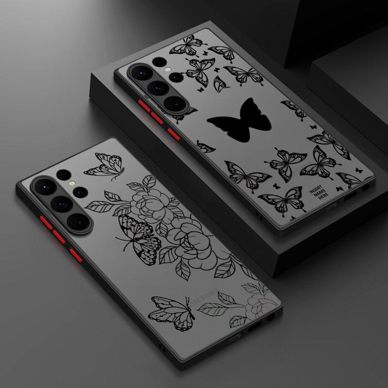 Ultra Slim Frosted Black Case für Samsung S24 S23+ S22 S21FE A51 A71 A13 4G A52 A34 A54 5G Note 20 Soft Edge PC Bumper Cover