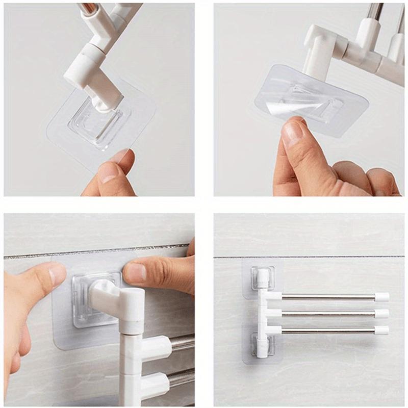 Punch-Free Bathroom Bath Towel Holder Multi-Bar Wall Mounted Rotating Towel Rack Cabinet Door Back Kitchen Toolhanger Shelf Rack