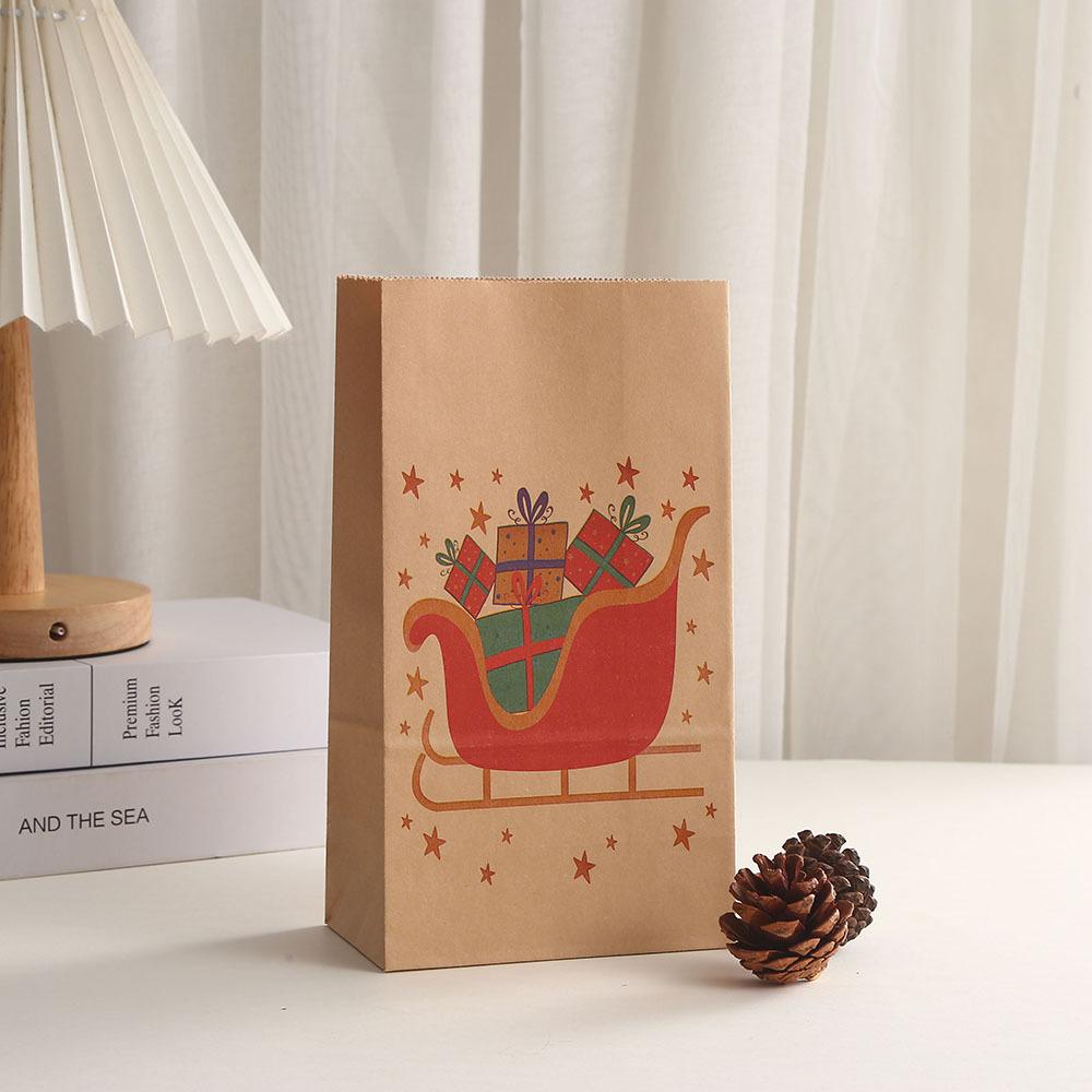 24*13*8cm Christmas Kraft Paper Bag Natural Kraft Gift Bag Christmas Eve Gift Packaging Bag Gift Bag