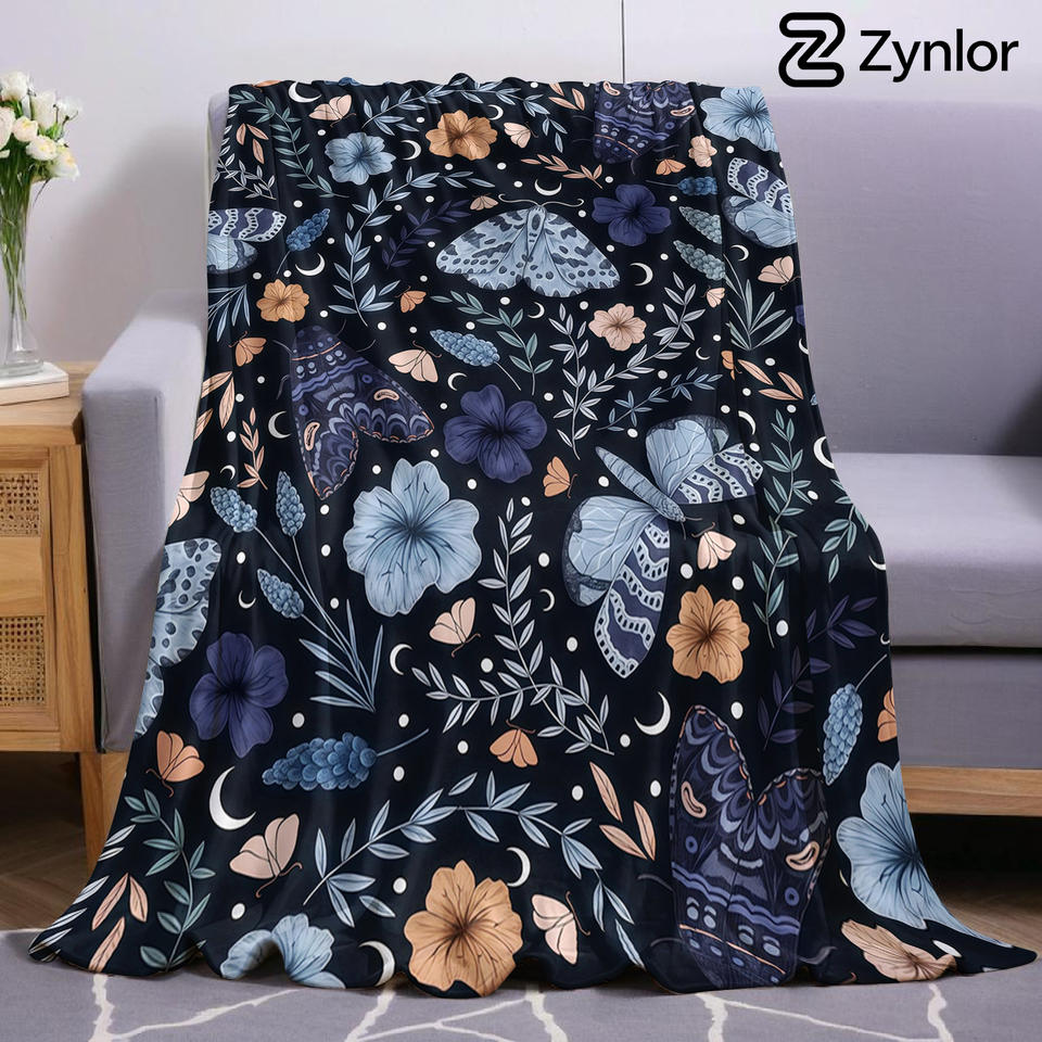 Night Moth & Bloom Lightweight Microfiber Soft Christmas Fleece Blanket Warm Cozy Throw for Bed Sofa Office Travel All Season