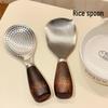 304 Stainless Steel Non-Stick Rice Spoon with Wooden Handle, Standable Design for Home Use